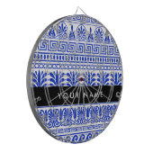 Fret, Gemengde Meander Key, Blauw, Jouw naam Dartbord (Voorkant Links)