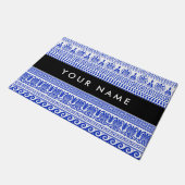 Fret, Gemengde Meander Key, Blauw, Jouw naam Deurmat (Schuin)