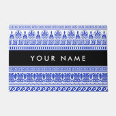 Fret, Gemengde Meander Key, Blauw, Jouw naam Deurmat (Voorkant)