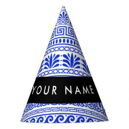 Fret, Gemengde Meander Key, Blauw, Jouw naam Feesthoedjes