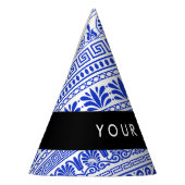 Fret, Gemengde Meander Key, Blauw, Jouw naam Feesthoedjes (Links)