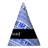 Fret, Gemengde Meander Key, Blauw, Jouw naam Feesthoedjes (Rechts)