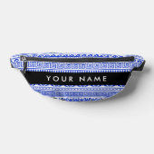 Fret, Gemengde Meander Key, Blauw, Jouw naam Heuptasje (Liggend)