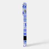 Fret, Gemengde Meander Key, Blauw, Jouw naam iPhone Hoesje (Linkerkant)