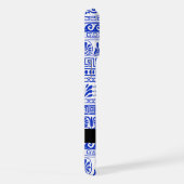 Fret, Gemengde Meander Key, Blauw, Jouw naam iPhone Hoesje (Rechterkant)