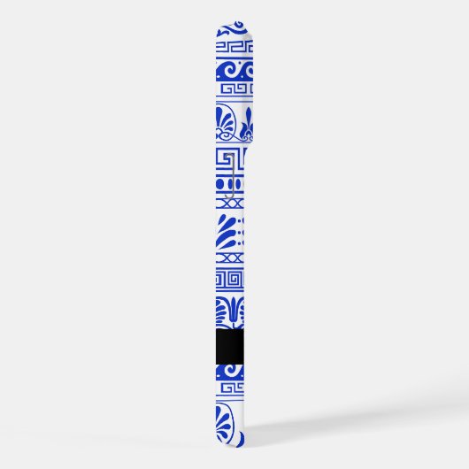 Fret, Gemengde Meander Key, Blauw, Jouw naam iPhone Hoesje (Rechterkant)