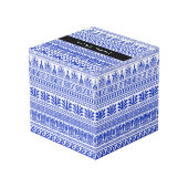 Fret, Gemengde Meander Key, Blauw, Jouw naam Kubus (Voorkant hoekig)