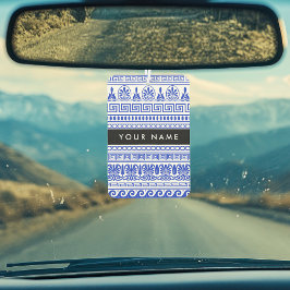 Fret, Gemengde Meander Key, Blauw, Jouw naam Luchtverfrisser