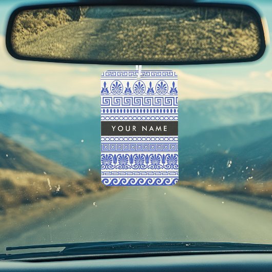 Fret, Gemengde Meander Key, Blauw, Jouw naam Luchtverfrisser