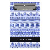 Fret, Gemengde Meander Key, Blauw, Jouw naam Mini Klembord (Voorkant)