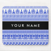 Fret, Gemengde Meander Key, Blauw, Jouw naam Muismat (Voorkant)