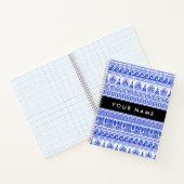 Fret, Gemengde Meander Key, Blauw, Jouw naam Notitieboek (Binnen)