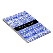 Fret, Gemengde Meander Key, Blauw, Jouw naam Notitieboek (Rechterzijde)