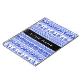 Fret, Gemengde Meander Key, Blauw, Jouw naam Notitieboek (Linkerzijde)