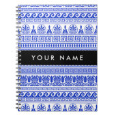 Fret, Gemengde Meander Key, Blauw, Jouw naam Notitieboek (Voorkant)