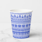 Fret, Gemengde Meander Key, Blauw, Jouw naam Papieren Bekers (Achterkant)