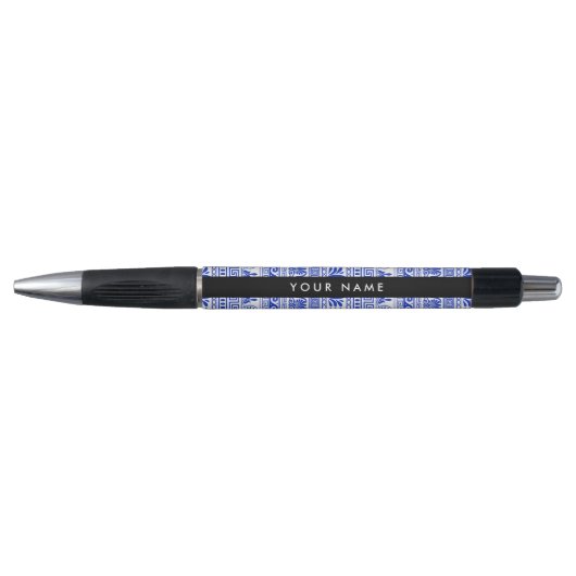 Fret, Gemengde Meander Key, Blauw, Jouw naam Pen (Voorkant)