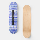 Fret, Gemengde Meander Key, Blauw, Jouw naam Persoonlijk Skateboard (Voorkant)