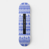 Fret, Gemengde Meander Key, Blauw, Jouw naam Persoonlijk Skateboard (Voorkant)
