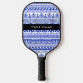 Fret, Gemengde Meander Key, Blauw, Jouw naam Pickleball Paddle (Voorkant)