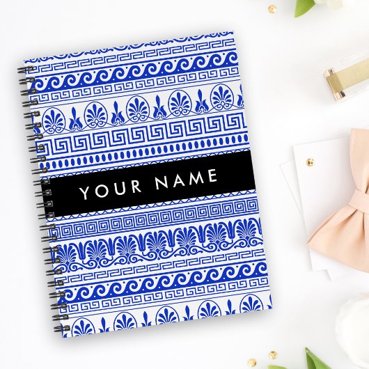 Fret, Gemengde Meander Key, Blauw, Jouw naam Planner