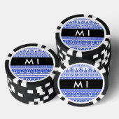 Fret, Gemengde Meander Key, Blauw, Jouw naam Poker Chips (Opstapeling)