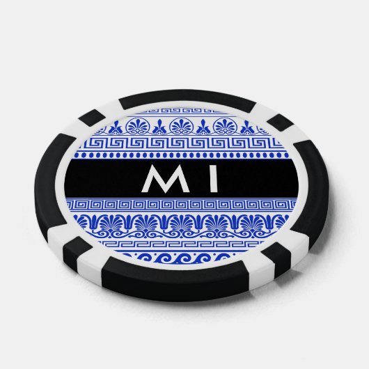 Fret, Gemengde Meander Key, Blauw, Jouw naam Poker Chips (Enkel)