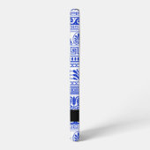 Fret, Gemengde Meander Key, Blauw, Jouw naam Samsung Galaxy Hoesje (Linkerkant)