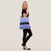 Fret, Gemengde Meander Key, Blauw, Jouw naam Tote Bag (Op model)