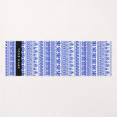 Fret, Gemengde Meander Key, Blauw, Jouw naam Yogamat (Voorkant (horizontaal))