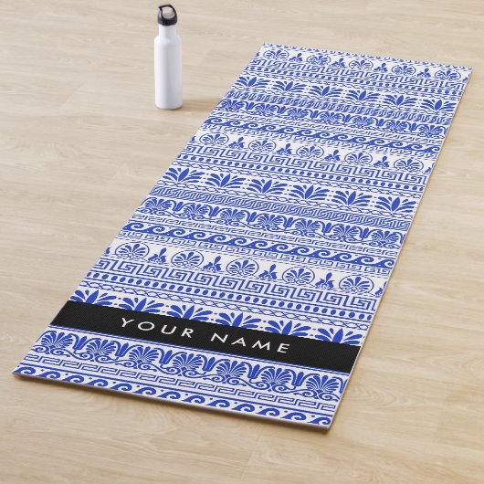 Fret, Gemengde Meander Key, Blauw, Jouw naam Yogamat (In situ)