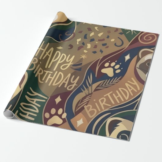 Fret Happy Verjaardag Inpakpapier (Uitgerold)
