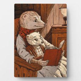 Fret lezen een boek aan een andere fret fotoplaat