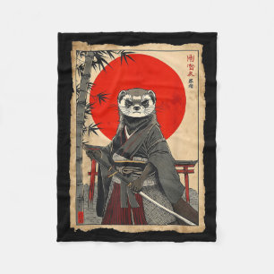 Fret Samurai Japanse Vintage Krijger Kunst Anime Fleece Deken