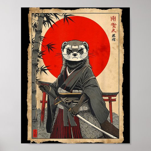 Fret Samurai Japanse Vintage Krijger Kunst Anime Poster (Voorkant)