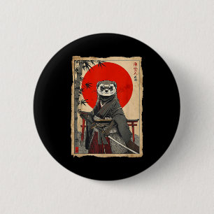 Fret Samurai Japanse Vintage Krijger Kunst Anime Ronde Button 5,7 Cm