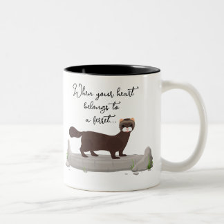 Fret! Schattige cadeau voor fret liefhebbende vrie Tweekleurige Koffiemok