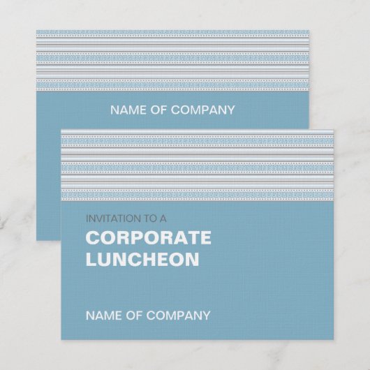 Fret Stripe Cornflower Corporate Luncheon Kaart (Voorkant / Achterkant)