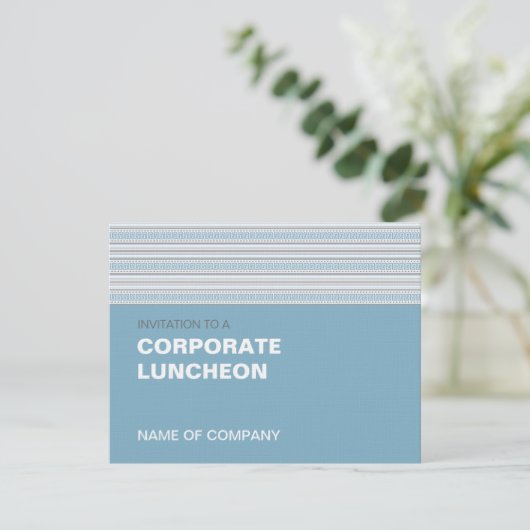 Fret Stripe Cornflower Corporate Luncheon Kaart (Staand voorkant)