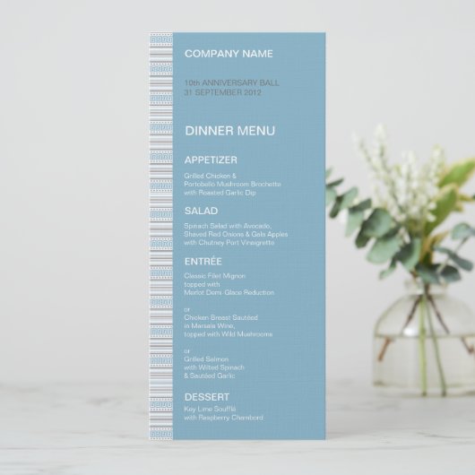 Fret Stripe Cornflower-menu Menu (Staand voorkant)