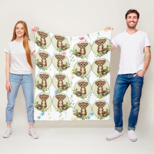 Fretten Bloem Motief Vintage Cirkel Patroon Fleece Deken