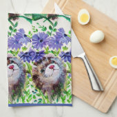Fretten en bloemen keukenhanddoeken (Quarter Fold)