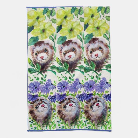 Fretten en bloemen keukenhanddoeken (Verticaal)