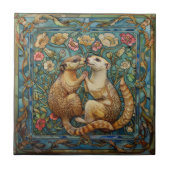 Fretten in liefde Romantisch Art Nouveau Design Tegeltje (Voorkant)