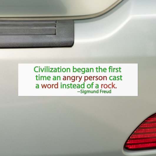 Freud over beschaving bumpersticker (Op auto)