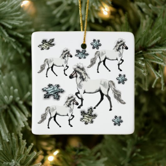 Frey Jol kerstse IJslandse paarden Keramisch Ornament (Boom)
