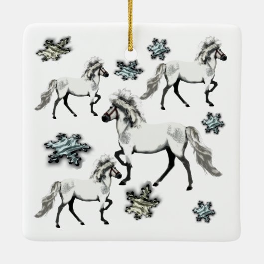 Frey Jol kerstse IJslandse paarden Keramisch Ornament (Achterkant)