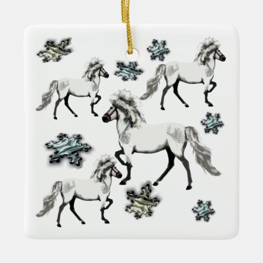 Frey Jol kerstse IJslandse paarden Keramisch Ornament (Voorkant)