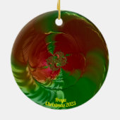 FREYA ~ Glossy Red en Green Kerstmis 2023 Keramisch Ornament (Achterkant)