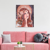 Freya godin met Lynx door Renee Lavoie Canvas Afdruk (Insitu (Woonkamer))